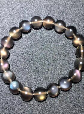 天然冰彩黑曜石手链手串单圈