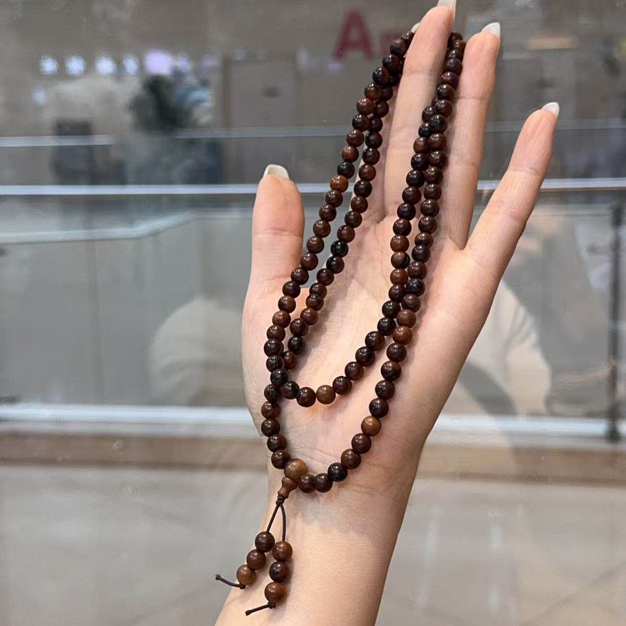 雷击木多圈佛珠文玩手链手串 6mm 存在雷劈裂纹缺角瑕疵 DM369