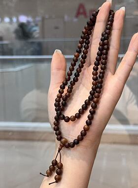 雷击木多圈佛珠文玩手链手串 6mm 存在雷劈裂纹缺角瑕疵 DM369