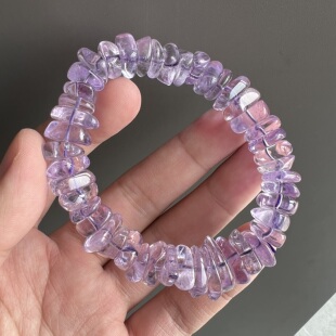 LH784 饰品 天然紫水晶随形手串 水晶单圈手链时尚