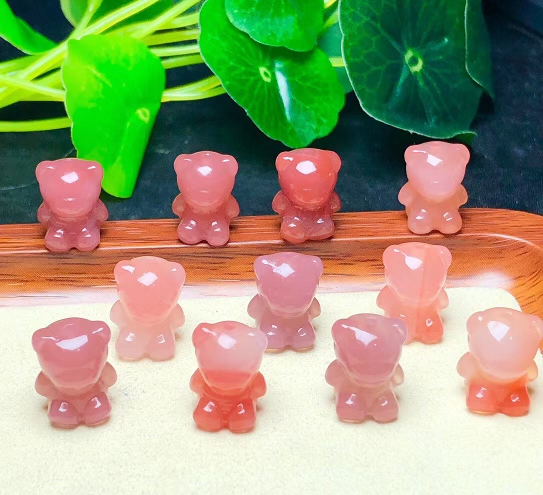 天然盐源玛瑙小熊通孔配件