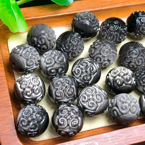 天然银曜石回纹珠散珠 规格18mm diy多宝手串项链 ZW793