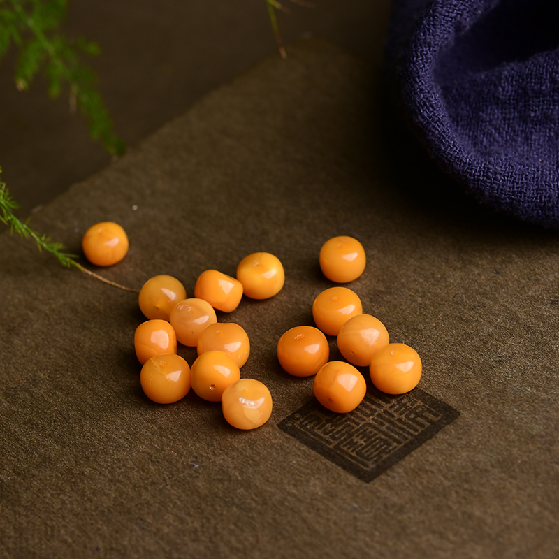 天然老蜜蜡老型珠散珠配件 约8mm DIY多圈手串项链 LH123