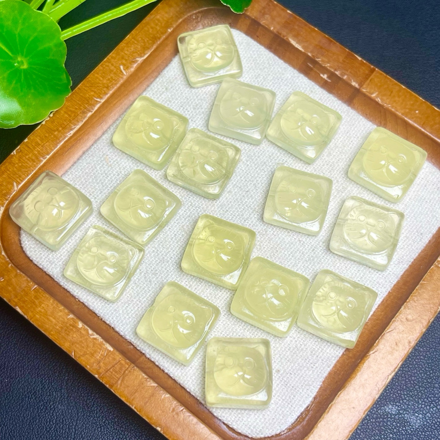 天然黄水晶猫头横孔 规格15mm diy手串项链配件 ZW911