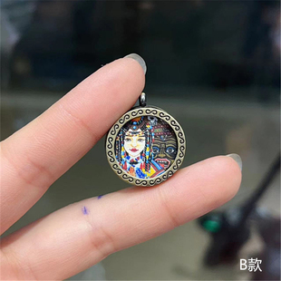 唐卡嘎乌铜盒吊坠 画芯尺寸2.0cm 度母扎基拉姆前生今世 TY1588