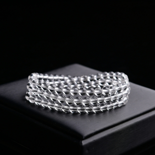 包邮 特价 价格很低但很正宗 天然白水晶圆珠三圈手链