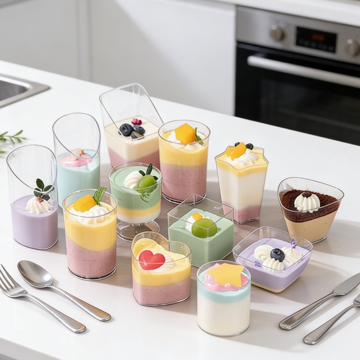 甜品台布丁杯果冻慕斯杯甜品台一次性塑料透明杯子方形迷你创意杯