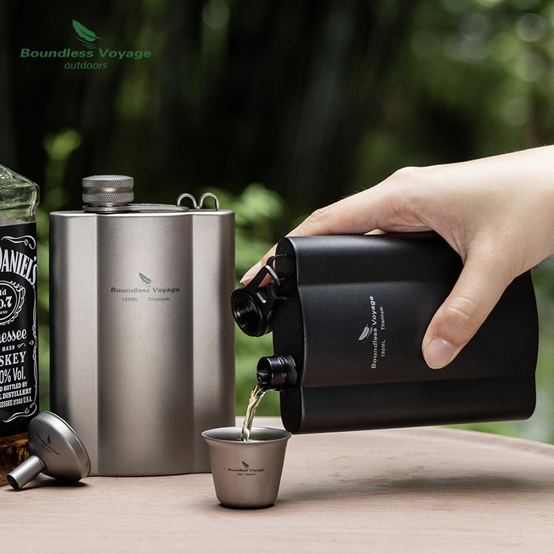 必唯纯钛户外迷你小酒壶随身携带露营白酒壶便携泡酒旅行红酒瓶