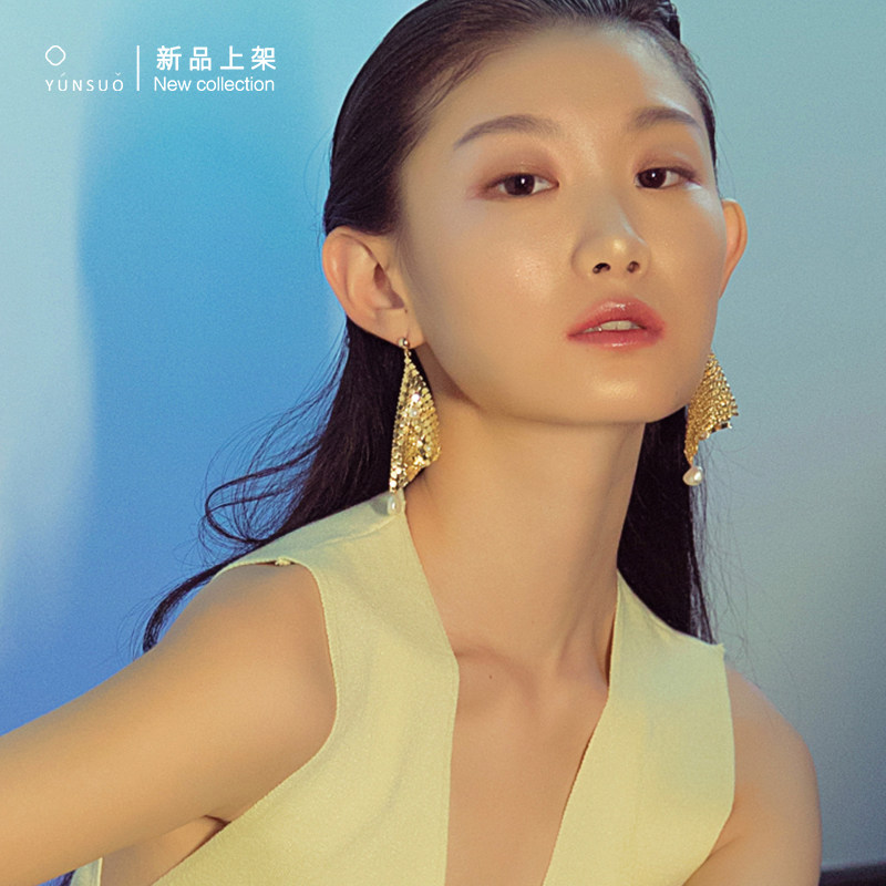 芸所 双面珍珠复古飞毯耳钉女纯银气质小众设计巴洛克珍珠耳夹