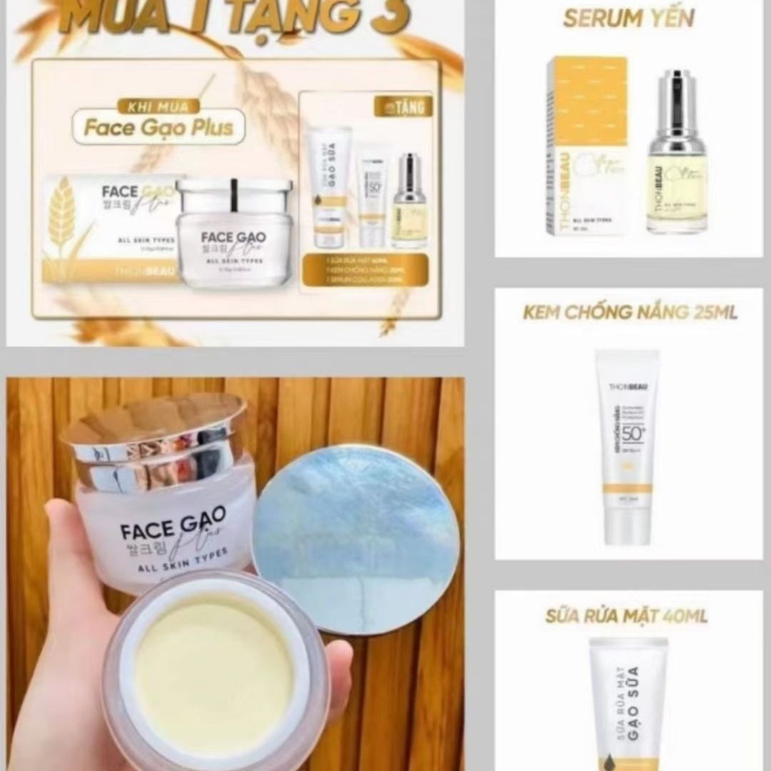 面霜Kem face gao 15g +serum yen+Srm +chong nang mo tham sam