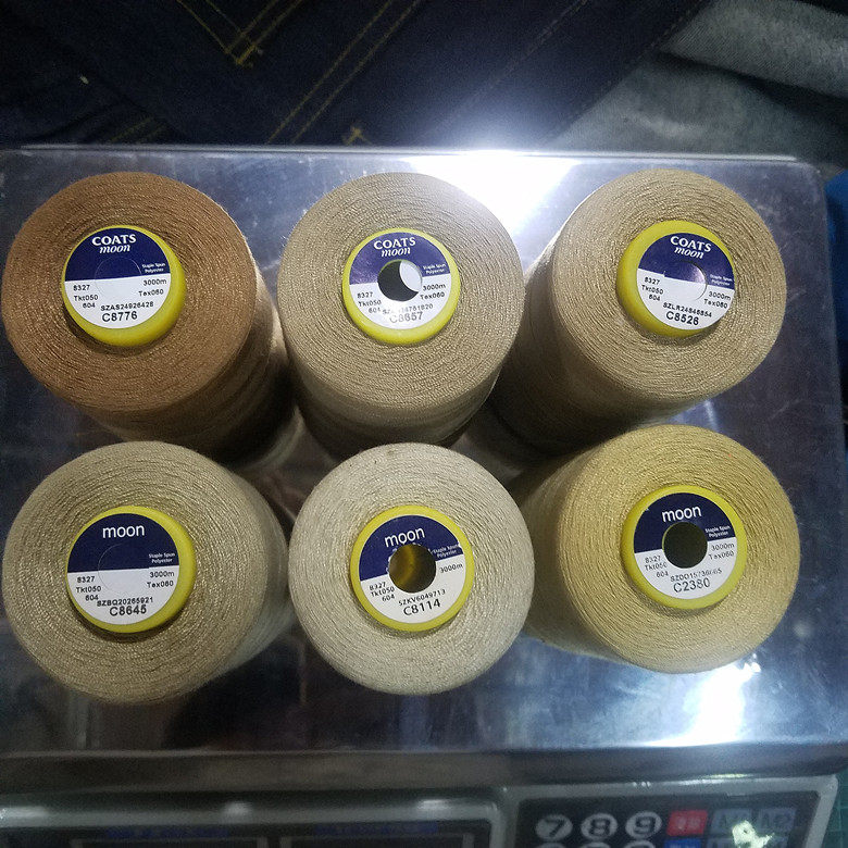 604牛仔线中粗土黄色卡其色进口coats moon高士涤纶缝纫线
