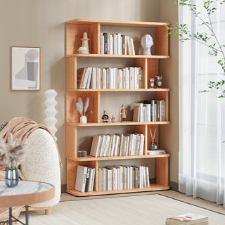 实木书架置物架落地靠墙家用客厅收纳展示架多层储物柜简易书柜子