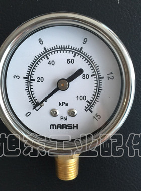 进口美国Marsh马绍恩2.5寸15/30/60/100/160/300PSI不锈钢压力表