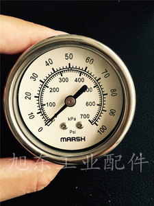 美国进口不锈钢MARSH美标压力表2.5英寸0~15/30/60/100/160PSI