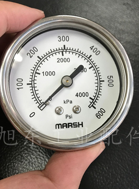 原装Marsh美国600PSI高压压力表气压表全不锈钢2.5寸表径