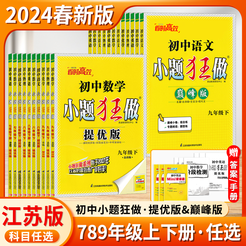 2024春新版初中小题狂做巅峰版七年级八年级九年级上下册数学物理提优版初一二三中考英语语文化学人教沪教译林恩波38套初中作业本