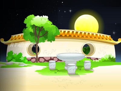 单步动画009夜晚月亮升起动画源文件AN及flash可用