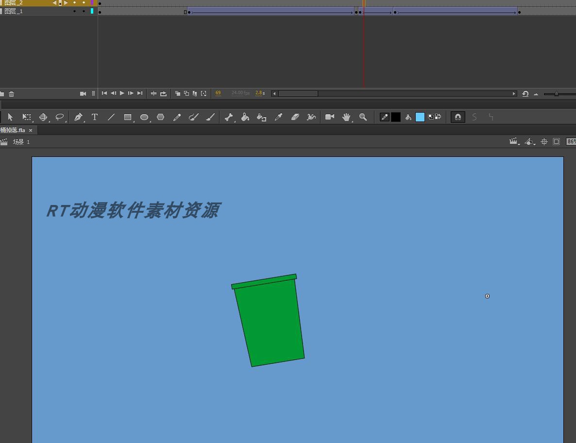 单步动画110垃圾桶被风吹落5秒源文件fla格式AN可用