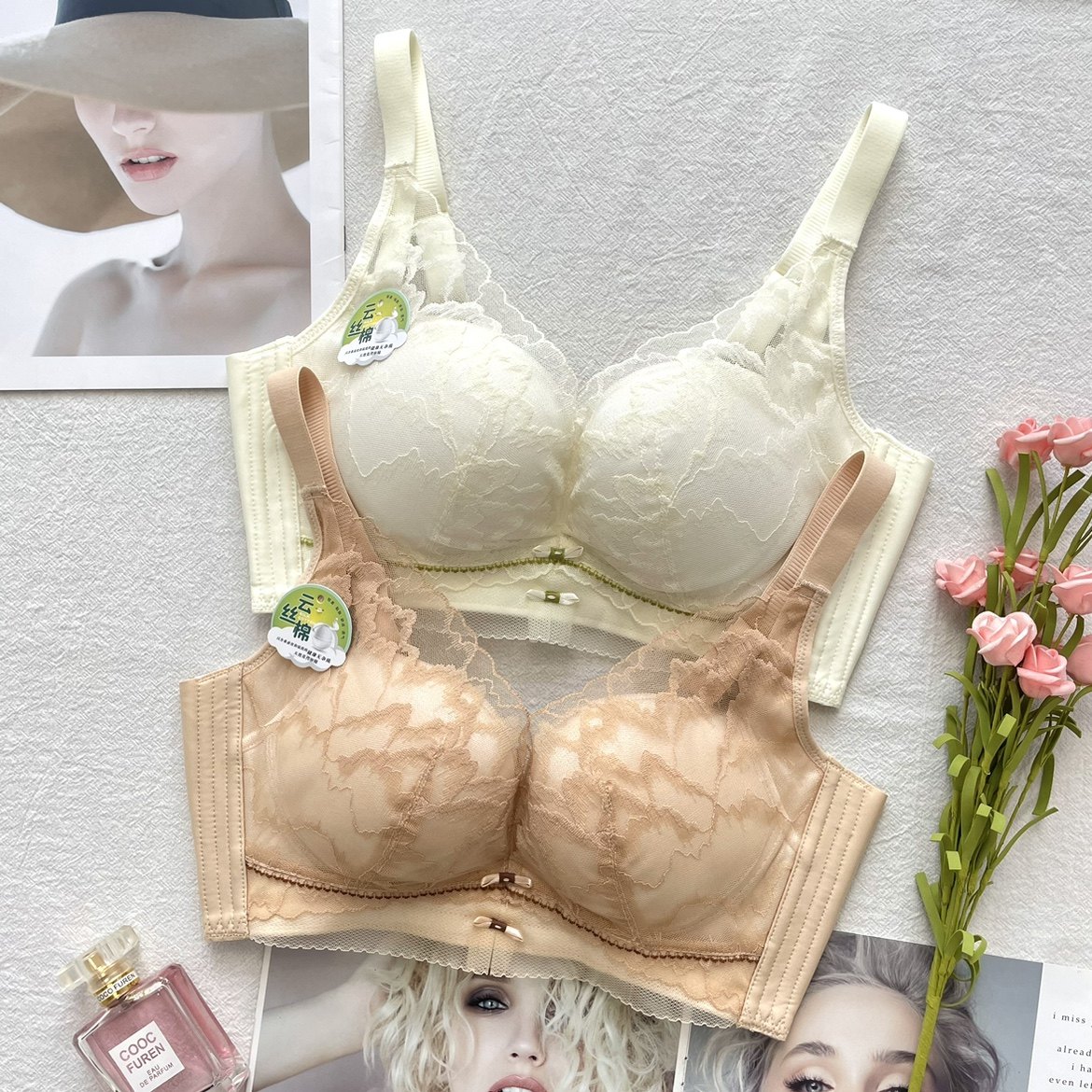 古妃正品小胸聚拢桑蚕丝养护内衣中厚杯防下垂收副乳无钢圈文胸罩