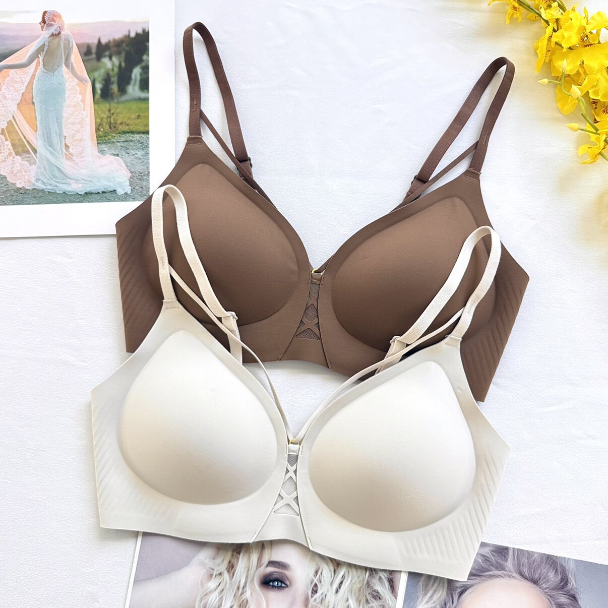 古妃正品性感网纱镂空内衣小胸聚拢上托隐形无痕美胸果冻条文胸罩