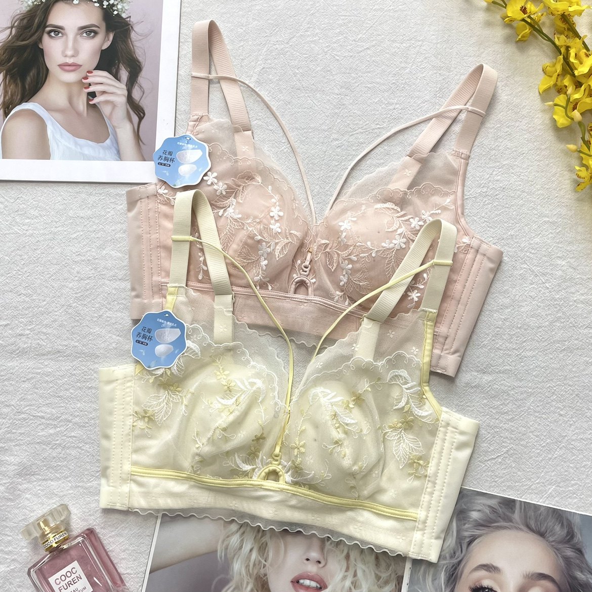 古妃正品超薄花瓣水晶杯大胸显小美背文胸收副乳无钢圈兔耳朵内衣,女士内衣/男士内衣/家居服,文胸,淘宝优惠券,粉丝福利购,淘宝优惠卷