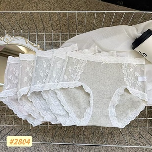 头 缇娅朵正品 5条装 提花棉莫代尔蕾丝纯棉中腰女抗菌时尚 三角内裤