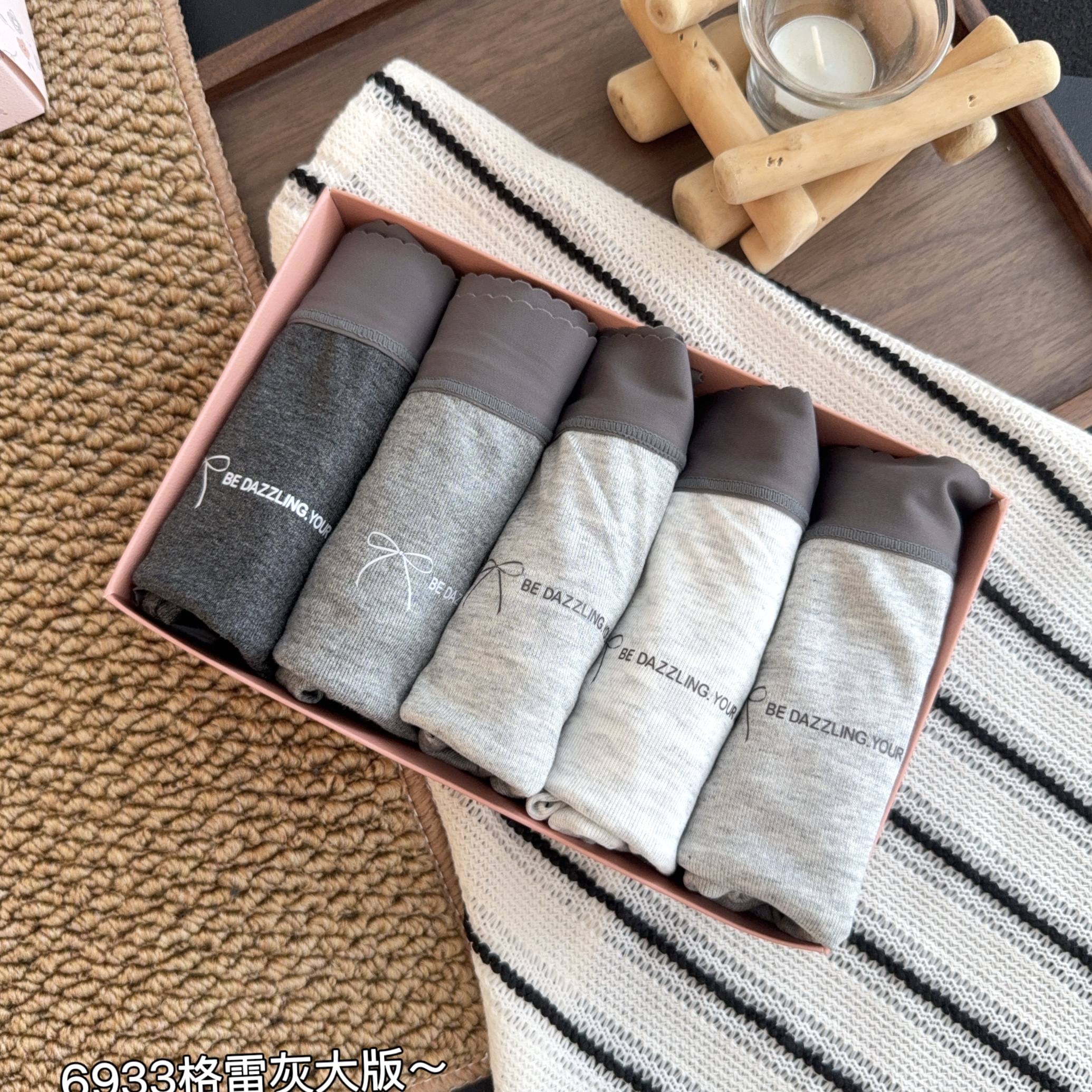 缇娅朵正品5条盒装格雷灰莫代尔棉中腰女蚕丝抗菌大码三角内裤头