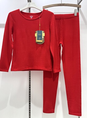 NGG大红色保暖内衣女冬季本命年喜庆美利奴羊毛德绒发热鸿运套装