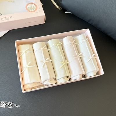 缇娅朵正品5条装蚕丝棉裆舒适莫代尔蕾丝抗菌包臀中腰女三角内裤