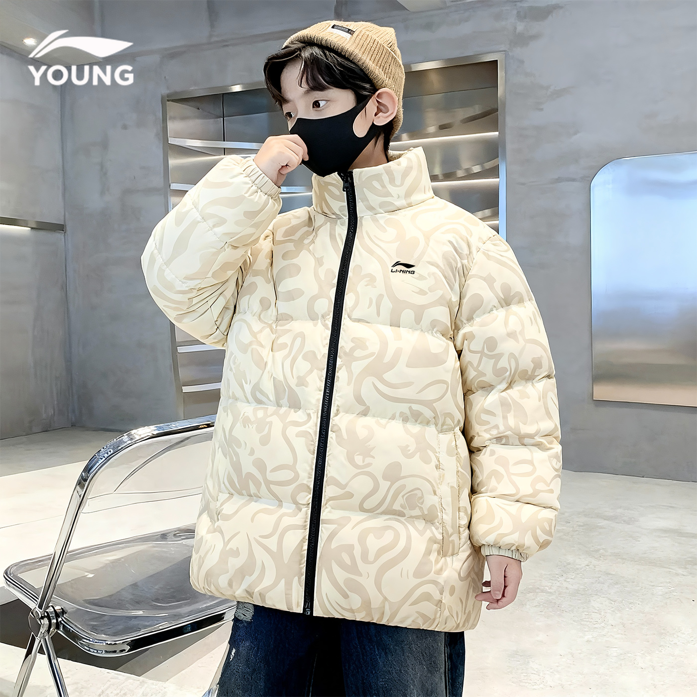 李宁男童羽绒服鸭绒冬装防寒服