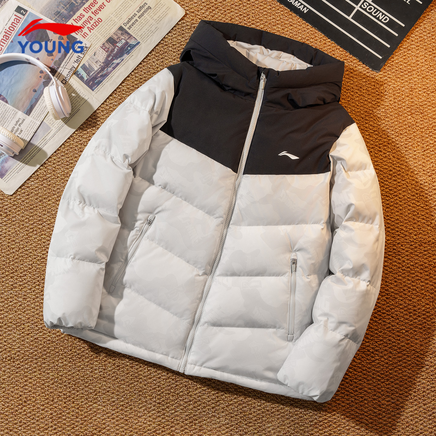 李宁儿童羽绒服外套男童冬季新款鸭绒85%青少年加厚连帽童装外套