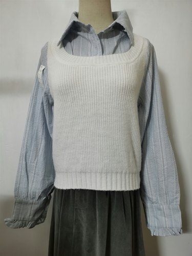 2025年初秋季设计感拼接假两件衬衫女气质休闲显瘦宽松打底衫上衣