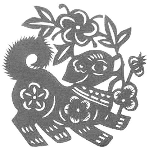 纯手工剪纸图案底稿 刻纸半成品 狗狗图稿 黑白窗花图样 学生作业