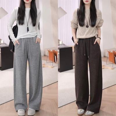 加厚羊毛香蕉裤女2025冬季新款休闲运动裤高腰垂感宽松弯刀卫裤女