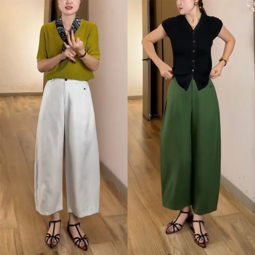 天丝亚麻弯刀裤女2026夏款高腰显瘦垂感直筒麻料九分裤休闲阔腿裤