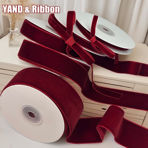 酒红单面绒丝带天鹅绒蝴蝶结