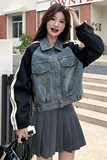 现货：秋装新款拼色牛仔上衣外套2C135-6803P155K228，女装短外套，2C135