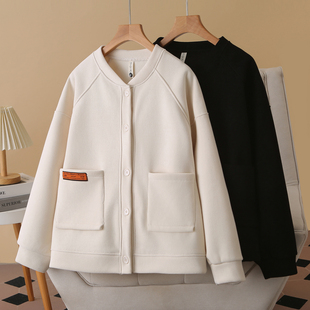 大码女装外套200斤胖MM2026早春新款洋气纯色加厚显瘦百搭开衫