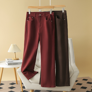 直筒裤女大码胖mm休闲裤2025秋季新款半松紧腰高个子显瘦弹力长裤