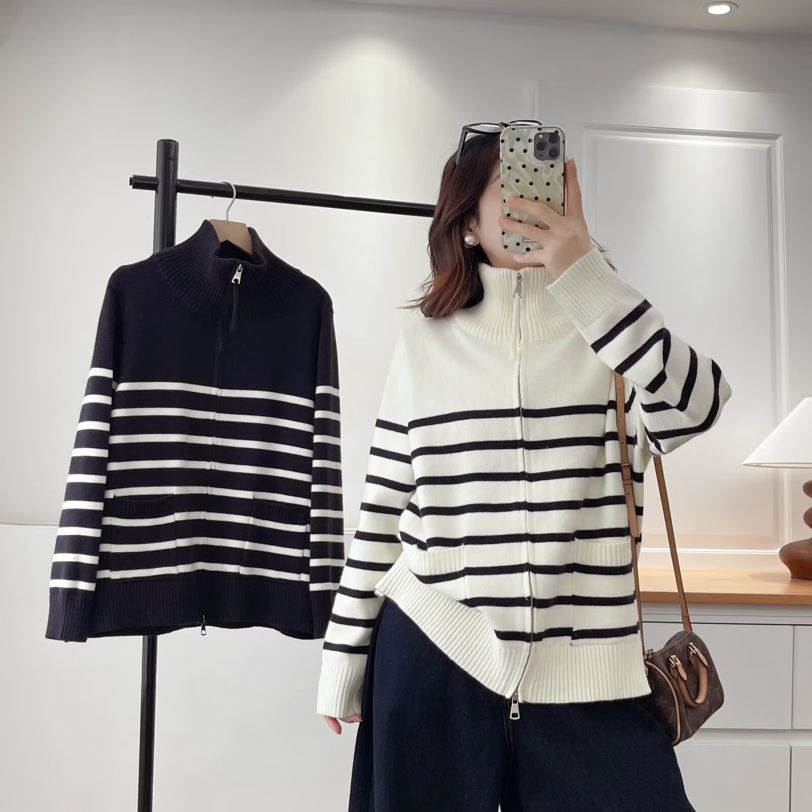 条纹显瘦百搭韩版宽松针织衫