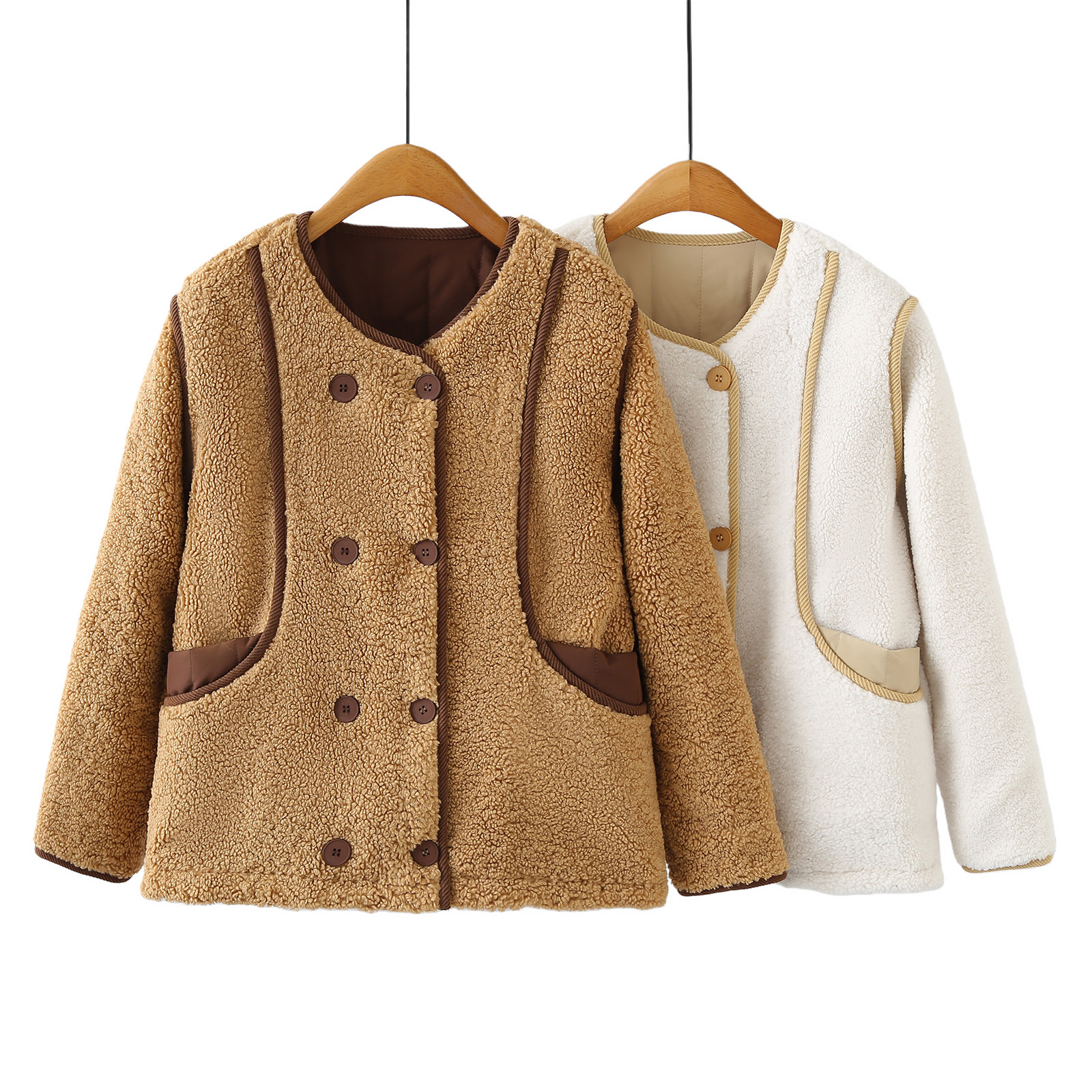 大码女装200斤胖MM洋气外套2025冬季新款时尚双排扣羊羔绒棉衣