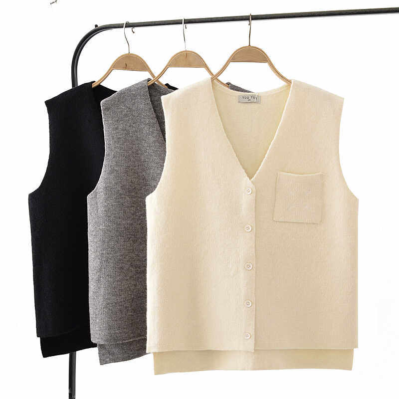 胖mm大码女装春秋新款毛衣针织开衫马甲无袖背心宽松洋气外套