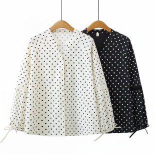 女装 衬衣甜美波点显瘦百搭衬衫 200斤胖MM时尚 新款 2026春季 大码