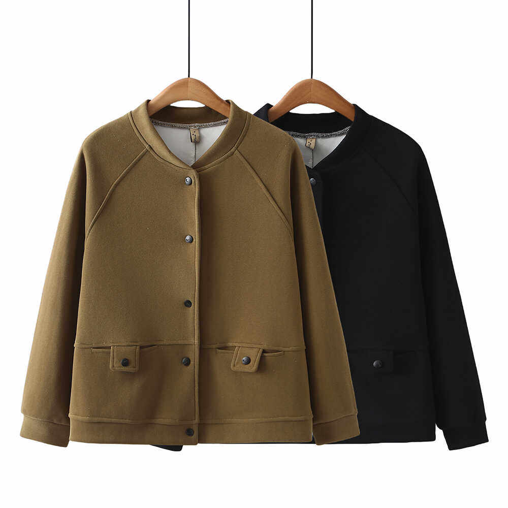 春秋大码女装外套200斤胖MM复古外套休闲长袖新款夹克宽松棒球服