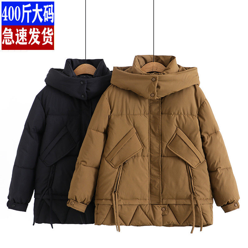连帽手塞棉加厚休闲宽松纯色棉服
