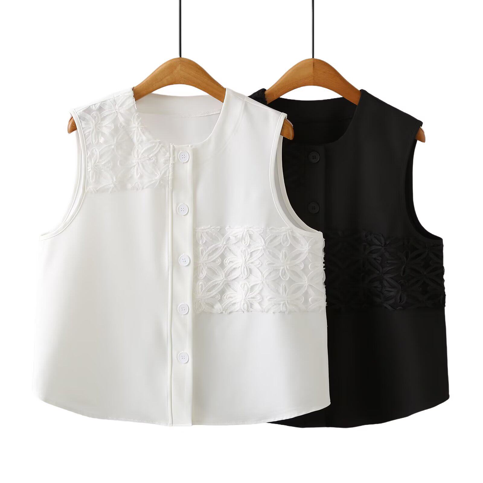 国风中式春秋季简约拼接马甲纯色圆领外搭大码加宽背心女装上衣