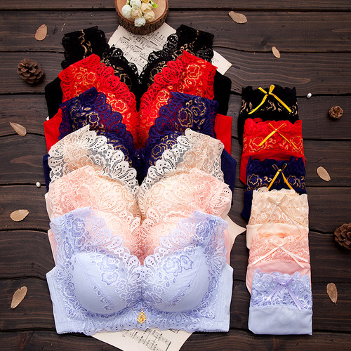 大红色套装文胸聚拢性感胸罩