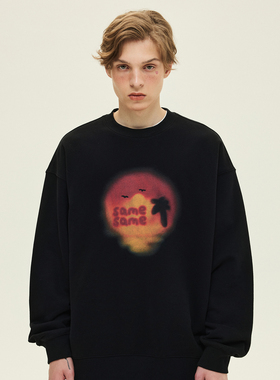 SAMESAME23AW落日数码印花肌理纹路宽松圆领卫衣潮复古休闲外套男