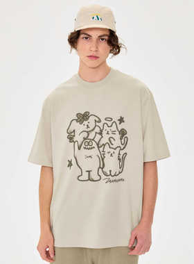 SAMESAME24SS哈基米猫咪印花高支吸汗透气短袖T恤宽松图案情侣装