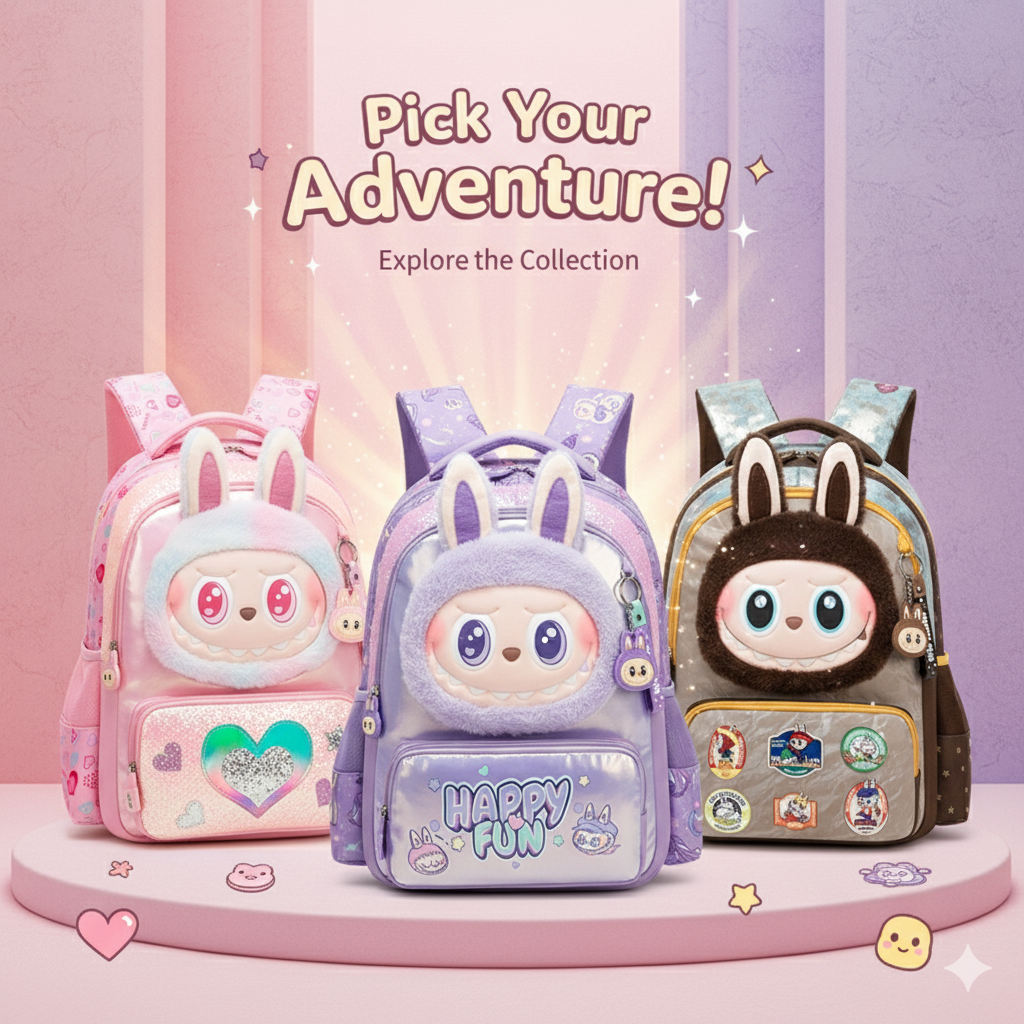 拉布布labubu可爱卡通学生书包